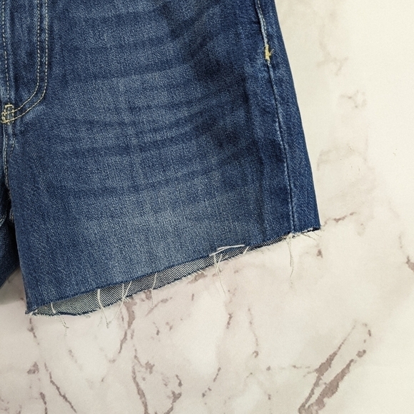 We The Free People Cut Off Denim Shorts Medium Wash Button Fly Mid Rise - Picture 3 of 10